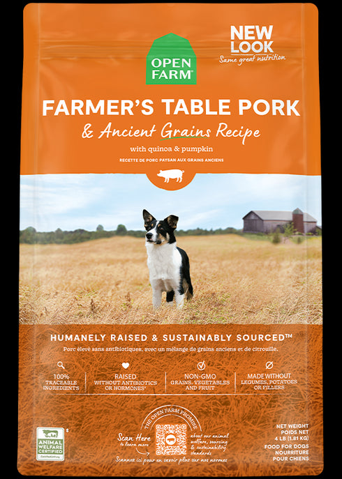 Open Farm Farmer's Table Pork & Ancient Grains Dry Dog Food 22lb - Poudre Pet and Feed Supply